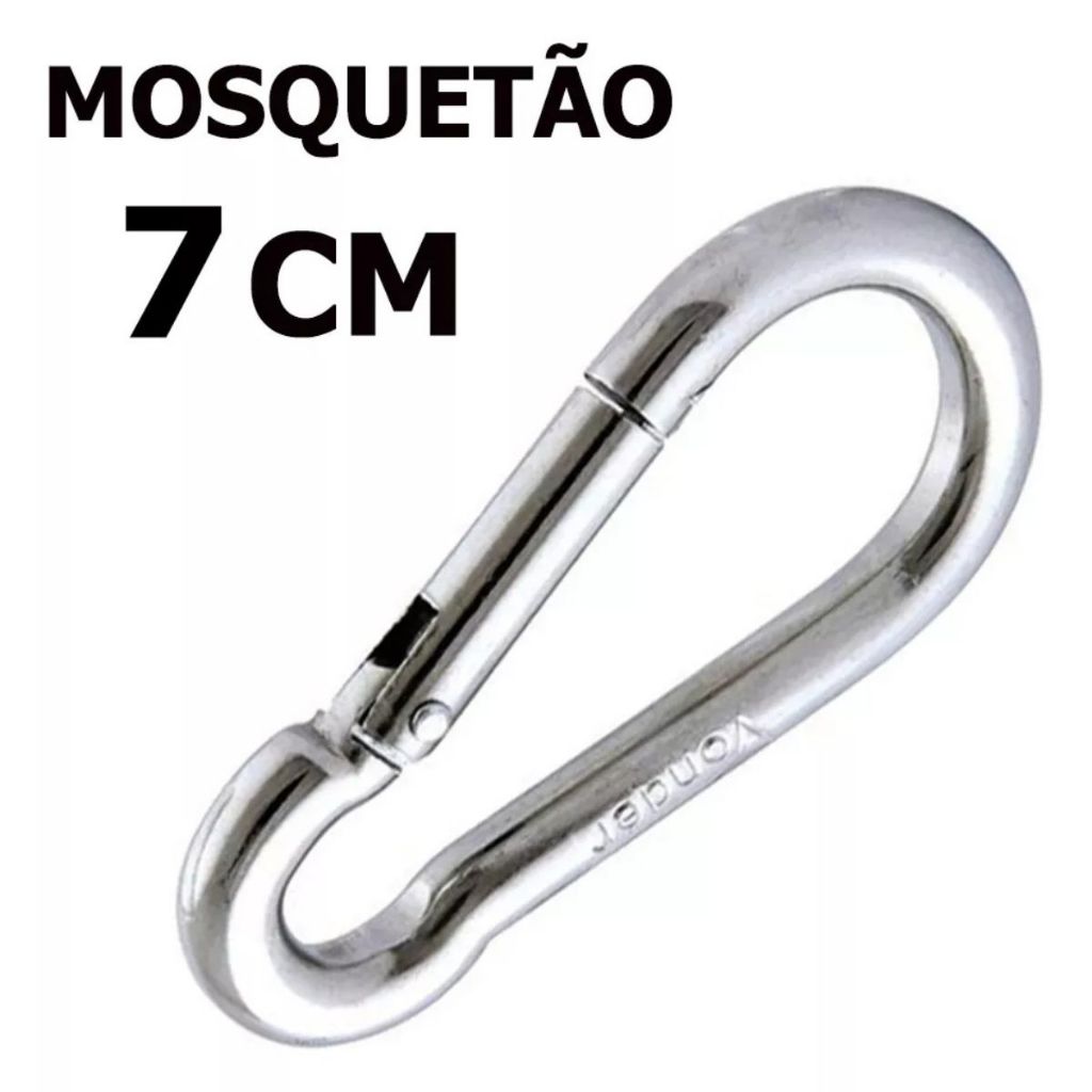 Kit 2 Mosquetão 7cm Aço Galvanizado Suporta 180kg Para Academia e Uso Profissional