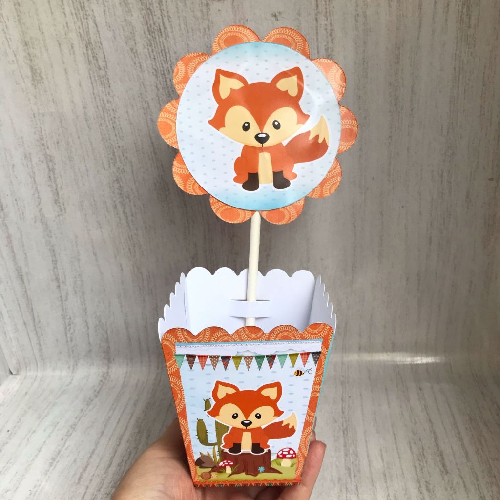 Centros de mesa Raposinha Menino Personalizado com Nome | Cachepot Festa Infantil Chá Aniversário Decoração