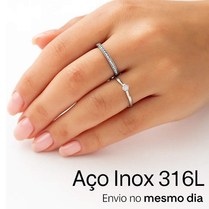 Kit 2 Anéis Prata Femininos Hipoalergênicos com Pedrinhas Sortidas e Pedras Brilhantes em Oferta na Shopee