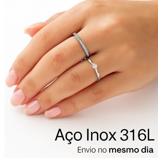 Kit 2 Anéis Prata Femininos Hipoalergênicos com Pedrinhas Sortidas e Pedras Brilhantes em Oferta na Shopee