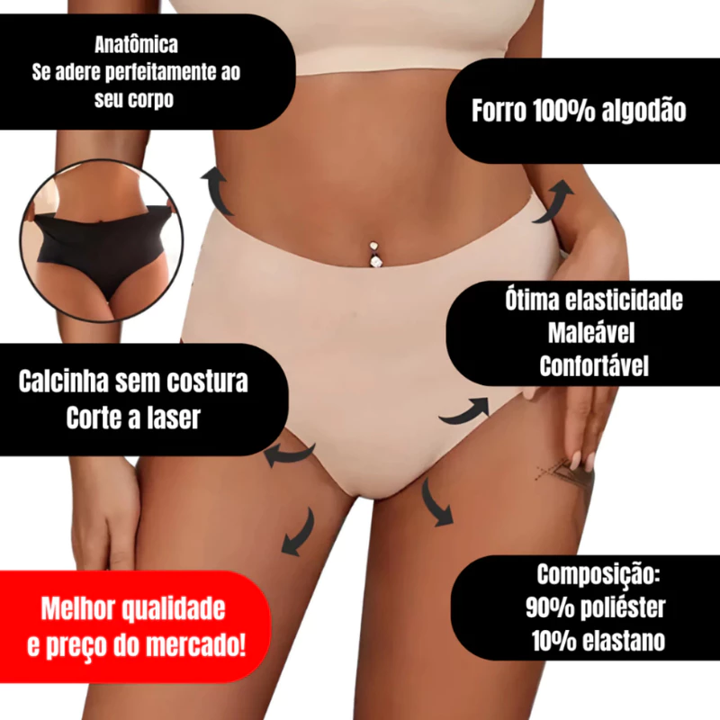 Kit com 10 Calcinhas Tanga Feminina Sem Costura Cintura Alta — foto 3