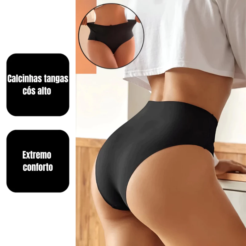 Kit com 10 Calcinhas Tanga Feminina Sem Costura Cintura Alta — foto 2