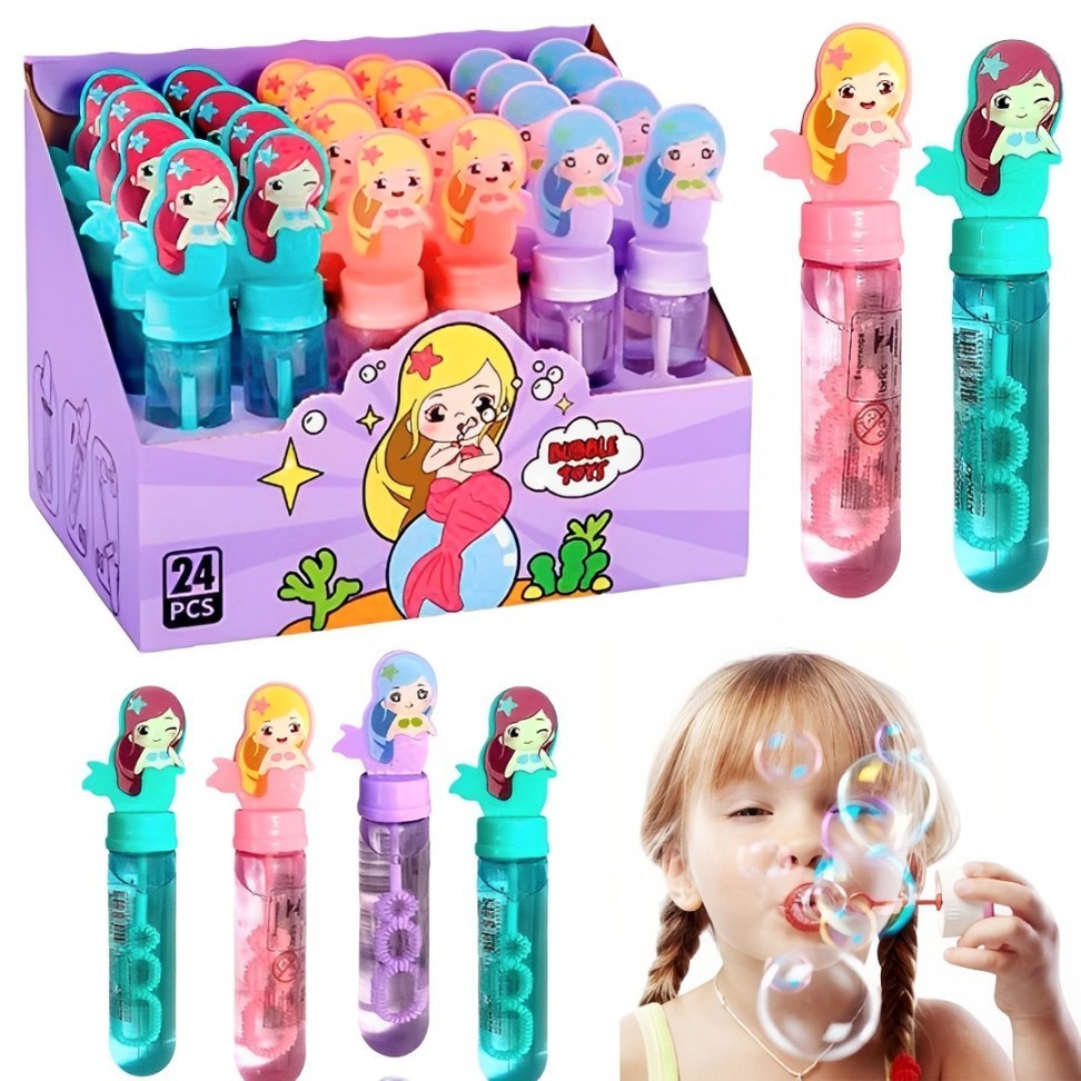 Kit 12/24/36/48 Brinquedo Infantil bastão bolinha de sabão Sereia lembracinha de festa modelo circulo em Oferta na Shopee
