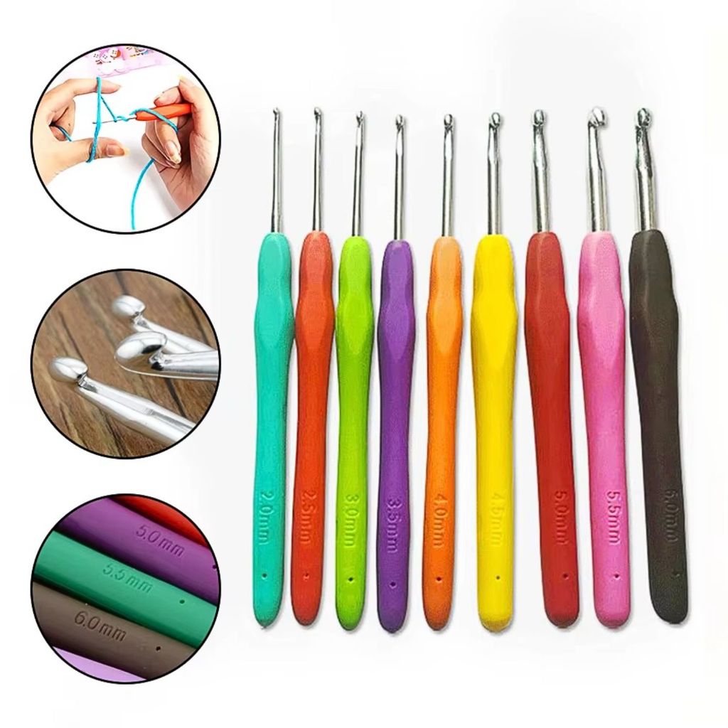 Colorido Macio Plástico Lidar Com Alumina Crochê Ganchos Agulhas De Tricô Conjunto Para Tecer Costura Tool 9 PCS