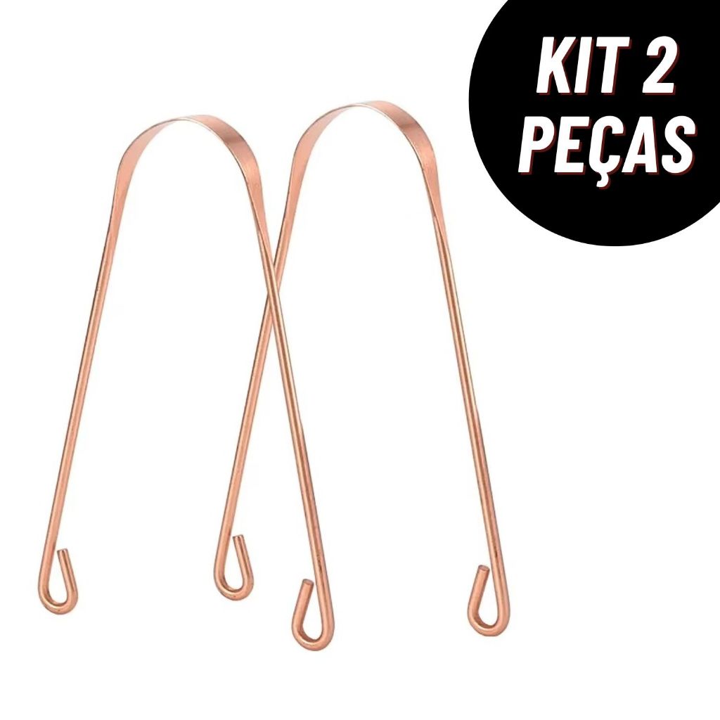 Kit 2 Pcs Higiene Saúde Bucal Modelo Premium 100% Cobre Puro Higienizador Para Raspagem Lingual