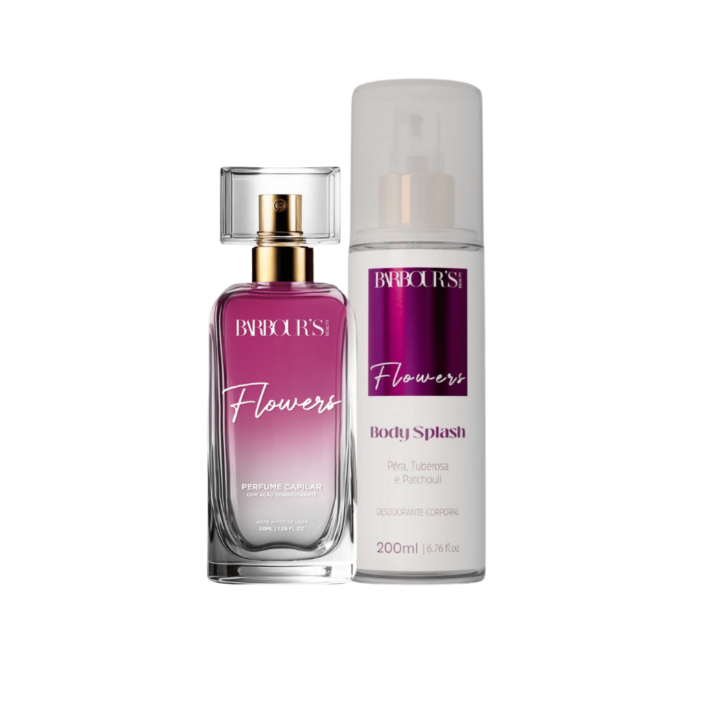 Kit Perfume Capilar 50ml e Body Splash Flowers 200ml Barbour's Beauty em Oferta na Shopee