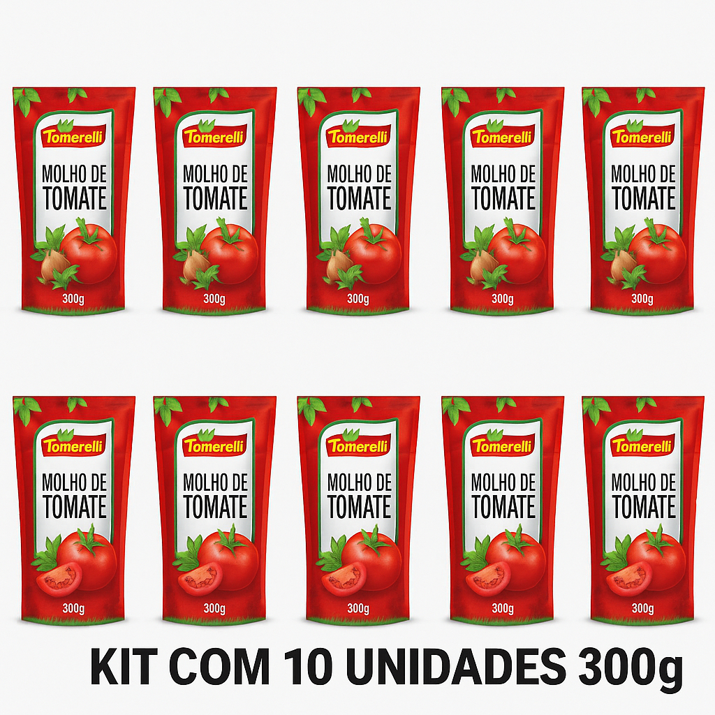 Molho de Tomate Tomarelli 300g - 10 Unidades