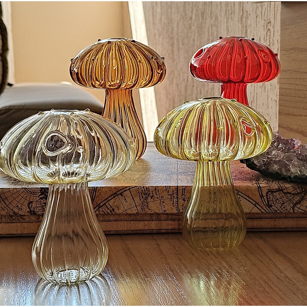 Vaso de Vidro Cristal Decorativo Mushroom Charm – Decoração contemporânea para Casa - Colecionáveis!