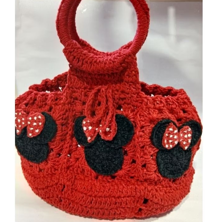 porta prato ou bolsa personalizado de crochê da minie