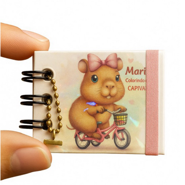 Kit Lembrancinhas Aniversário Infantil | Chaveiro Mini Caderno de Pintura/Colorir Personalizado Capivara e Outros