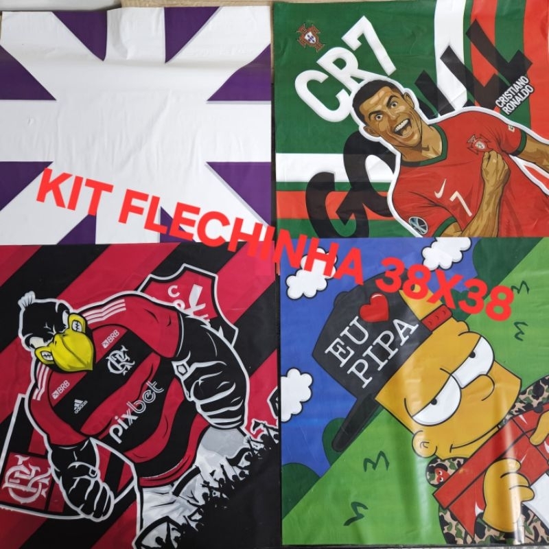 Kit Flechinha 38x38 até 100 unidades Faça Você Mesmo Pipa Raia Peixinho Fibra Bambu