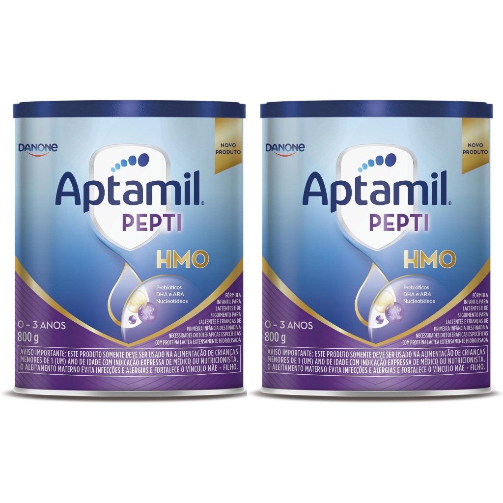 Kit 2 Latas Fórmula Infantil Aptamil Pepti 800gr HMO - 0 a 3 Anos EQ.1 em Oferta na Shopee