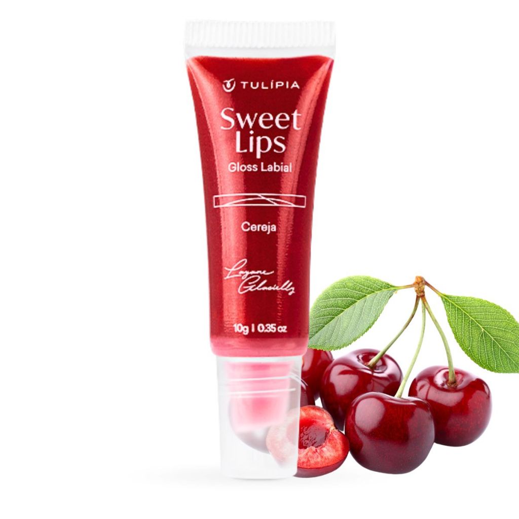 Gloss Labial Cereja Hidratação Intensa Labios Volumosos - Sweet Lips Tulipia em Oferta na Shopee