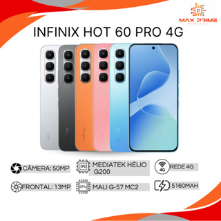 Infinix Hot 60 Pro 256GB/8GB RAM, Versão Global, Processador MediaTek Helio G200, Câmera 50MP Bateria 5160mAh em Oferta na Shopee
