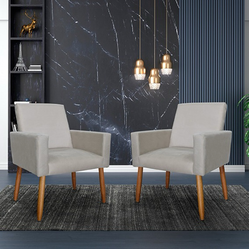 KIT 2 CADEIRA DECORATIVA PÉS PALITO NINA em Oferta na Shopee