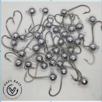 10 Jig Head inox - marine sports alta qualidade forte, fisga grande e ponta super afiada não enferru em Oferta na Shopee