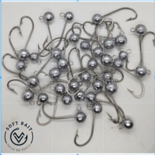 10 Jig Head inox - marine sports alta qualidade forte, fisga grande e ponta super afiada não enferru em Oferta na Shopee