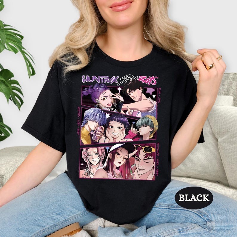 Camiseta de Algodão Estampa Anime T-shirt Básica Top Huntrix Blusa Academia e Passeio