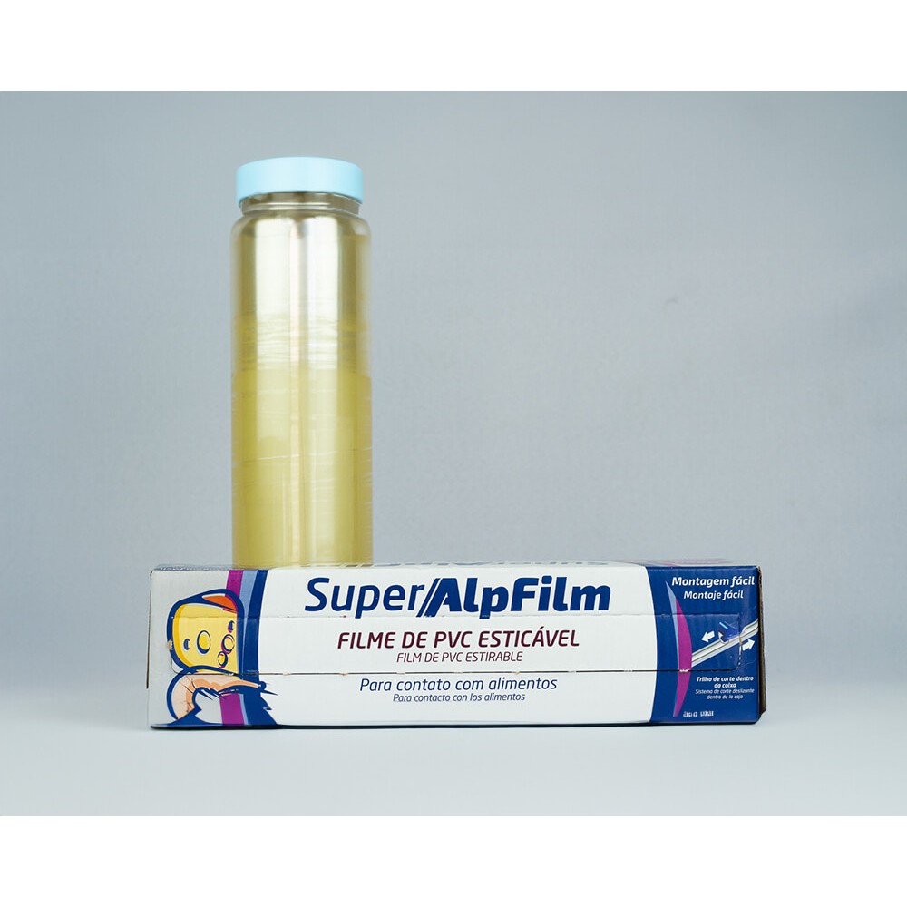 Plástico Filme Alpfilm 28cm X 250m Com Cortador Trilho Deslizante Prático Cozinha E Delivery