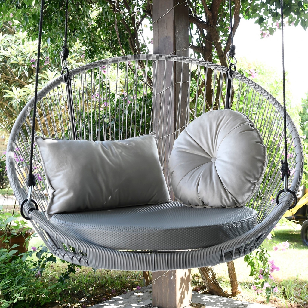 Kit balanço + almofadas decoração jardim cadeira suspensa casa pergolados moderna varandas jardim