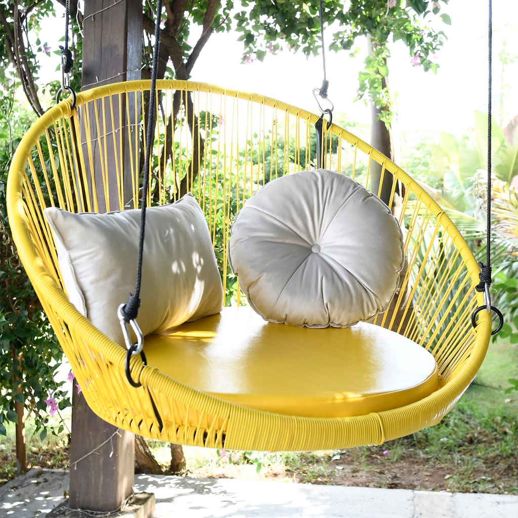 Balanço + kit 2 almofadas decoração casa jardim pergolado moderna cadeira suspensa varanda jardim