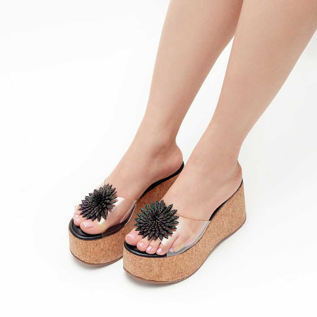 Tamanco Feminino Casual Tamanco Sandalia Anabela Confortavel Macio Salto Grande Moda Feminina lançamento