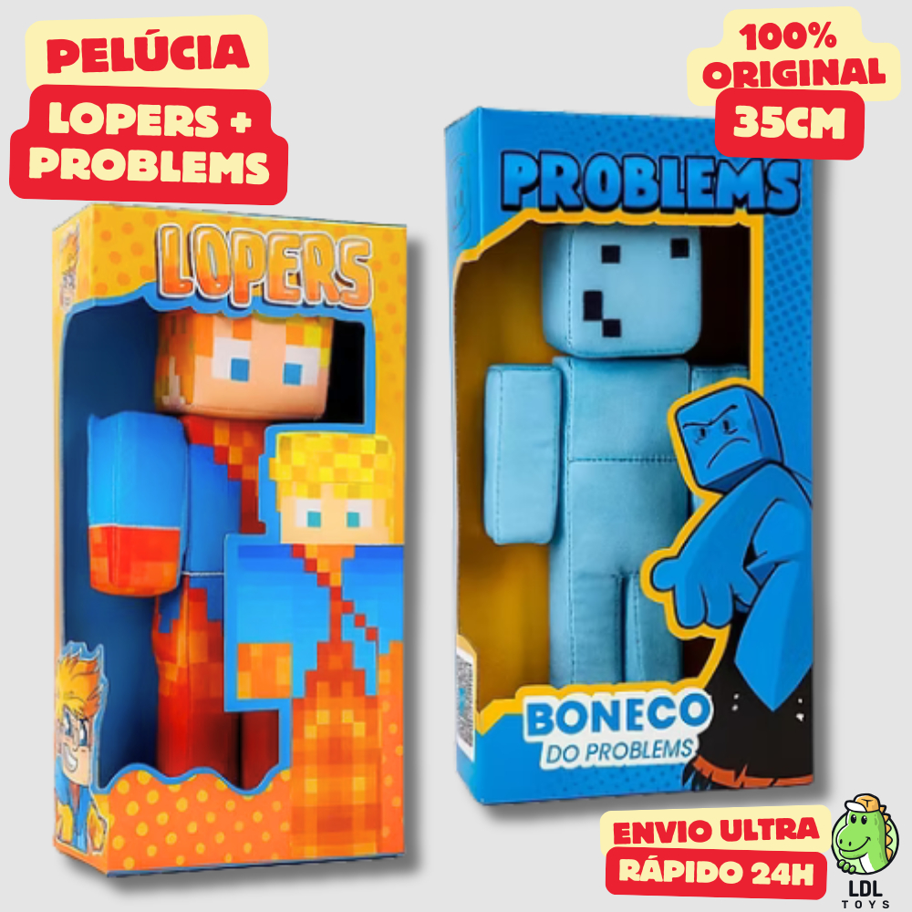 Kit Boneco de Pelúcia Gamer Lopers e Problems 35cm Youtuber Algazarra em Oferta na Shopee