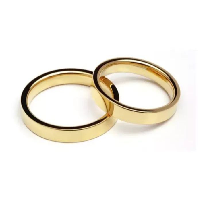Aliança Tungstênio Anatômica Casamento Noivado Reta  4mm Folheada Ouro 18K