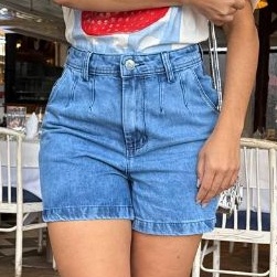 Short Jeans 100% Algodão Cintura Alta Meia Coxa Short Feminino Short Plus Size em Oferta na Shopee