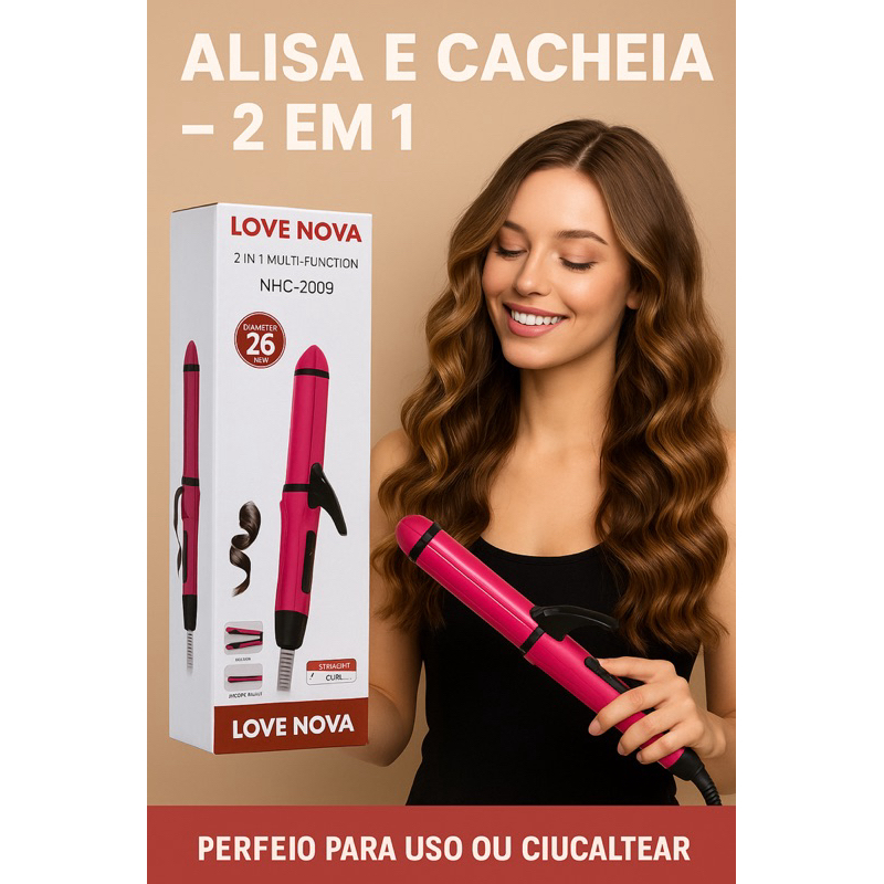 Prancha e Babyliss 2 em 1 Love Nova – Cabelo Liso ou Ondulado
