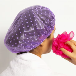 Touca Plástica Para Banho Tintura Hidratação Com Elástico PVC - Estampas e Cores Variadas
