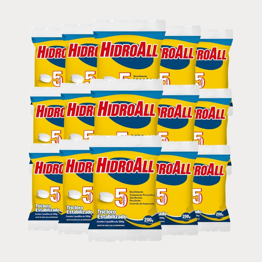 Kit Pastilhas Para Piscinas Hidroall HCL 5 em 1 200g - Tratamento Completo para Piscina em Oferta na Shopee