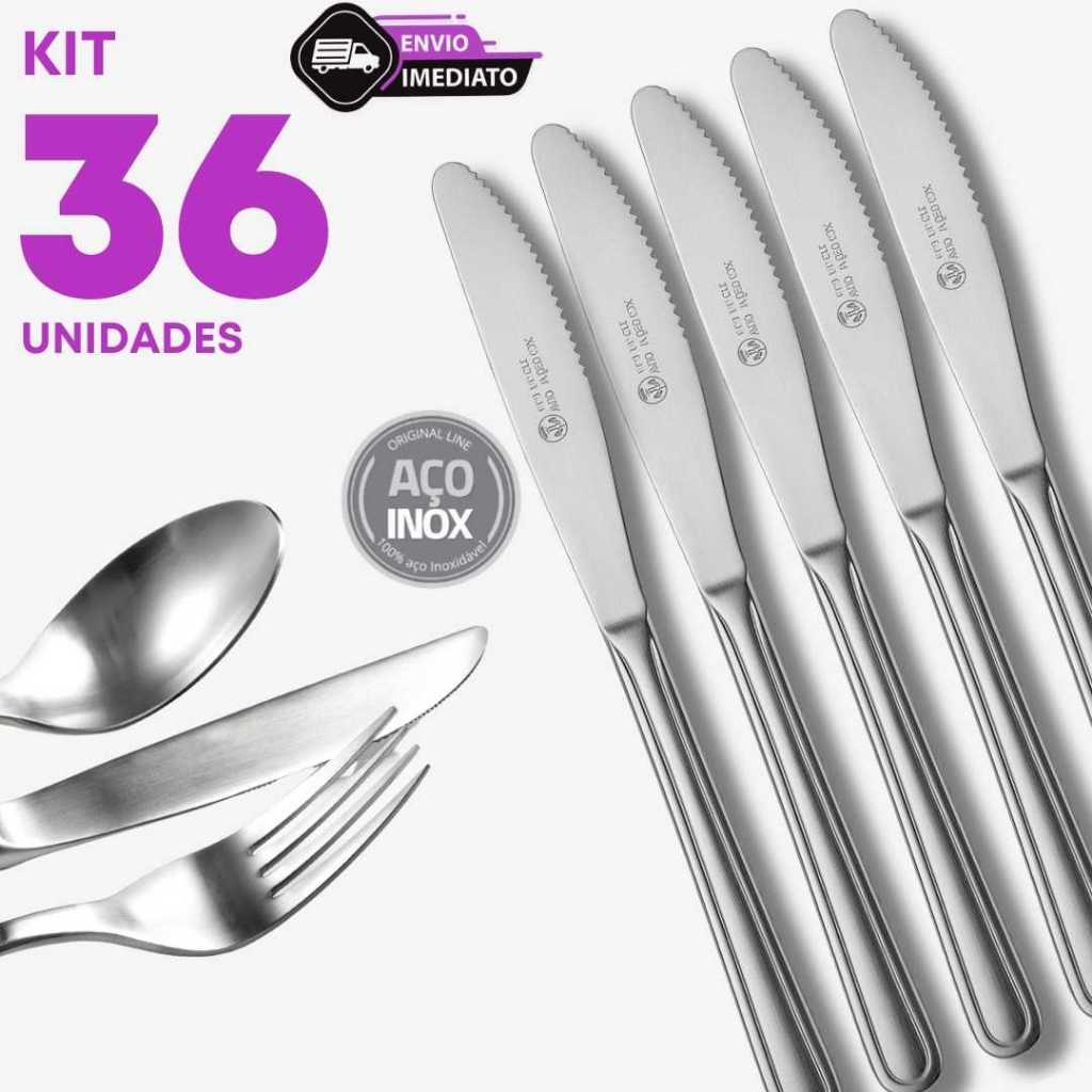 Jogo 36 Facas Inox Profissional Corte Para Churrasco Restaurantes Eventos Bar Cozinha Refeitórios