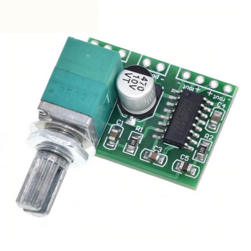 Mini Amplificador de Som módulo PAM8403 Estéreo 2 Canais 3W + 3W com Ajuste