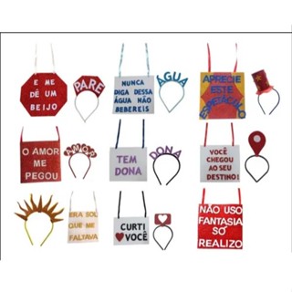 Kit Para Fantasia de Carnaval Tiara E Placa Vários Modelos em Oferta na Shopee