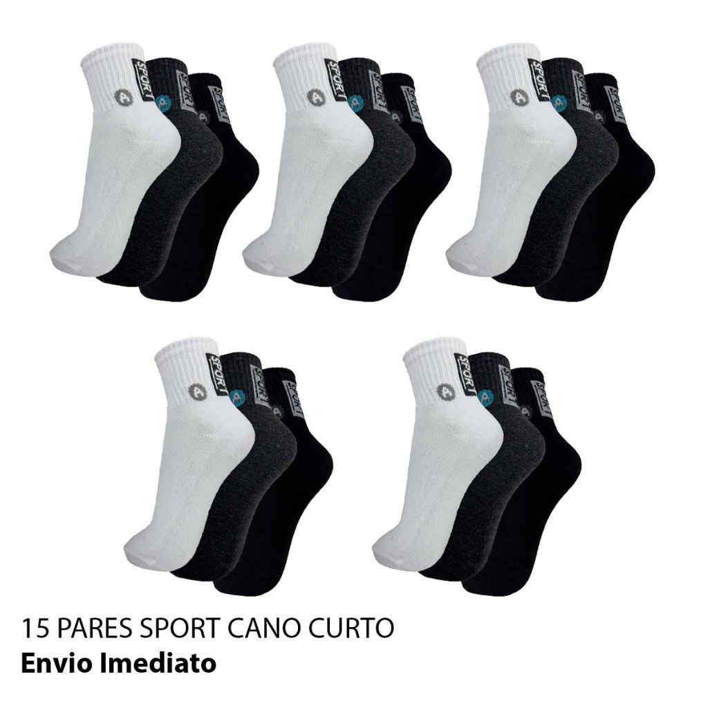 Kit 6 ou 15 Pares Meias Masculina Cano Curto Sport Original em Oferta na Shopee
