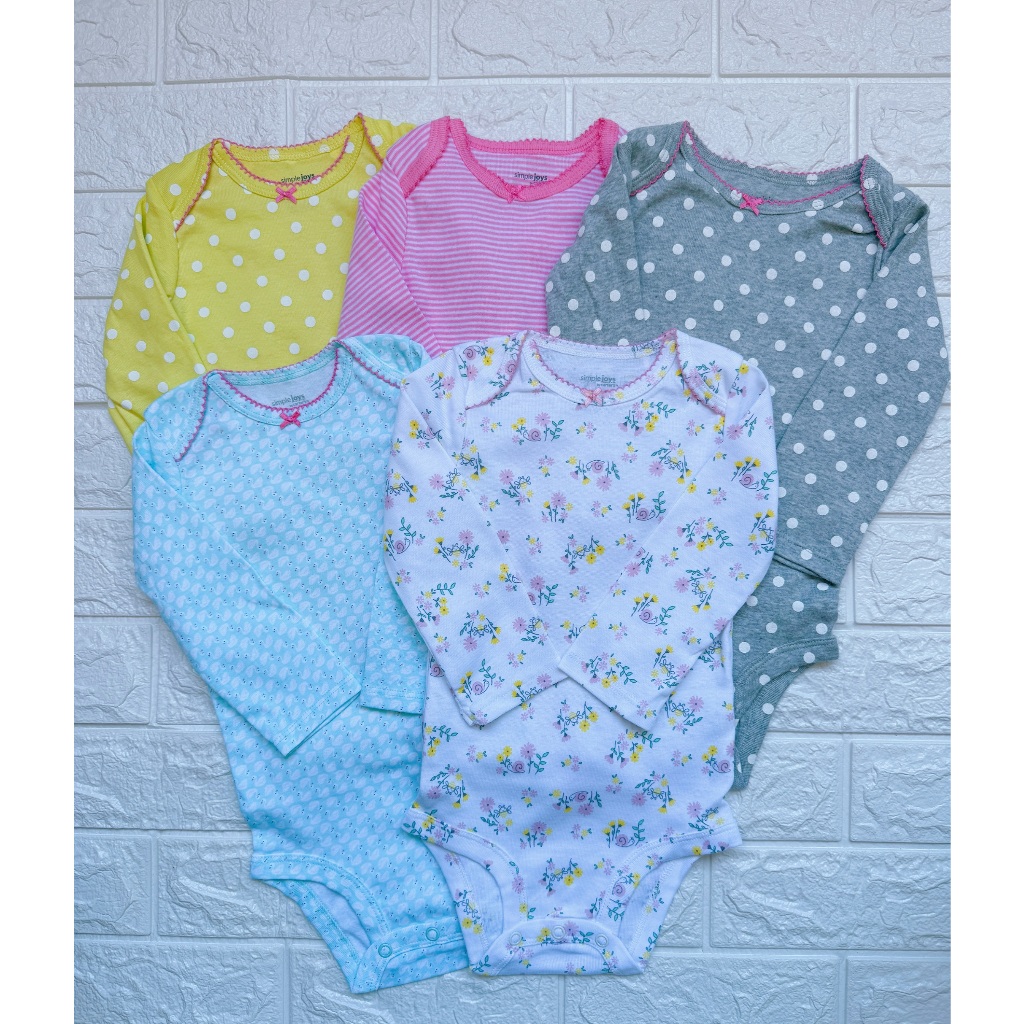 Kit body c4rters simple joys menina 5 peças manga longa