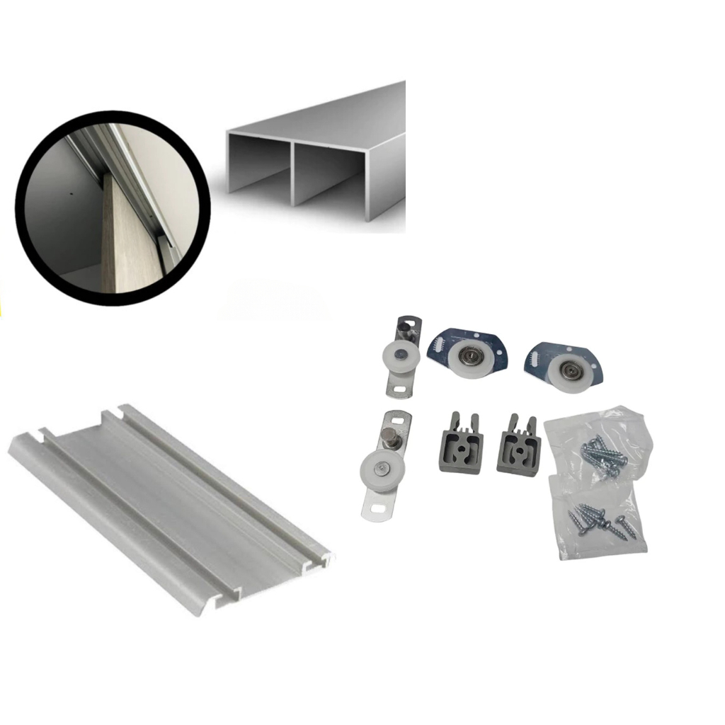 Kit Trilho Superior T02 e Inferior T06 Porta de Correr c/ 2,10mtrs (Cortado em 2 Barras)