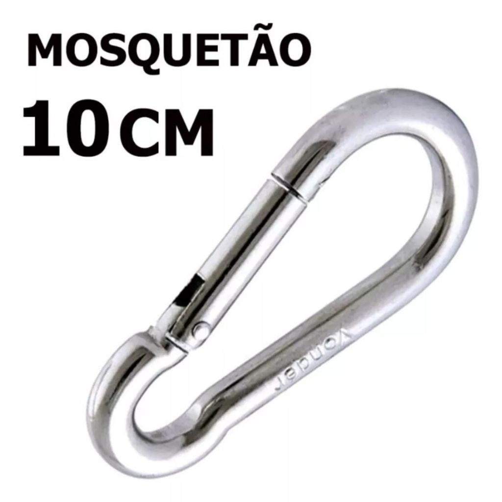 Kit 3 Mosquetão 10cm Aço Galvanizado Suporta 350kg Para Academia e Uso Profissional