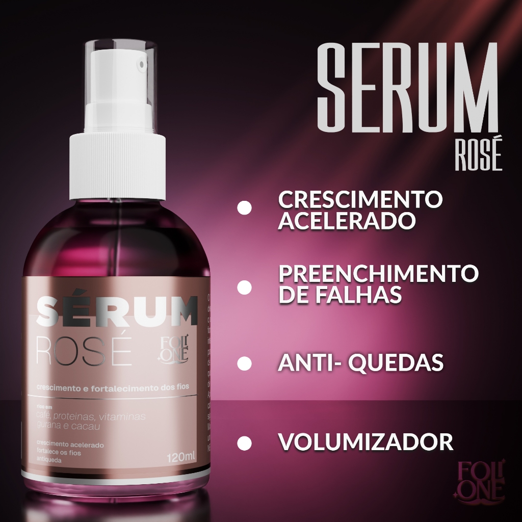 Serum Rosé Crescimento Capilar Crescer Cabelo Rapido e Forte Anti Queda