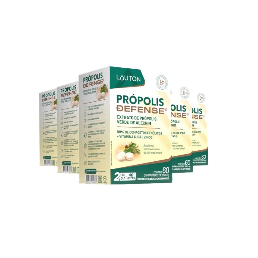 Kit 5x Extrato de Própolis verde de Alecrim com vitaminas e zinco (60 cápsulas) - Lauton