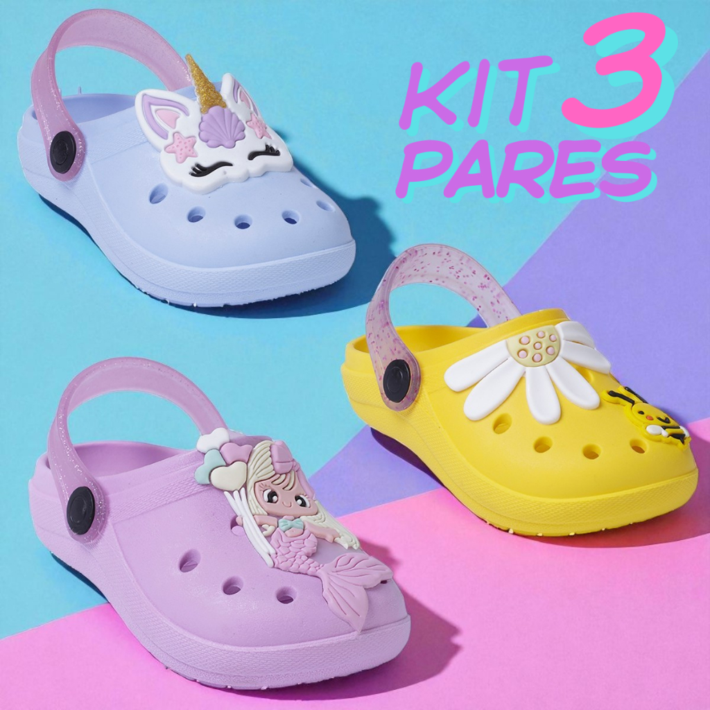 Kit 3 Pares de Babuche Feminino Infantil Menina Confortável Promoção Envio Rápido em Oferta na Shopee