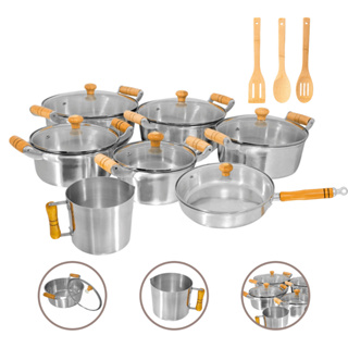 Jogo de Panelas Caçarolas 10 Peças Alumínio Fundido Grosso Batido Polido em Oferta na Shopee