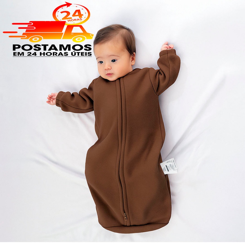 Saco De Dormir Bebê Com Manga 3 a 9 meses Cobertor Pijama Soft  Casulo Infantil Marrom