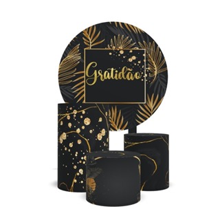 Kit Capa GRATIDÃO Painel Redondo 150x150cm + Trio Cilindros em Oferta na Shopee