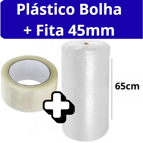 Plástico Bolha Bobina 65cm X 100 metros Mais Fita 45mm 100m Proteção Mudança E-Commerce 25 micras em Oferta na Shopee