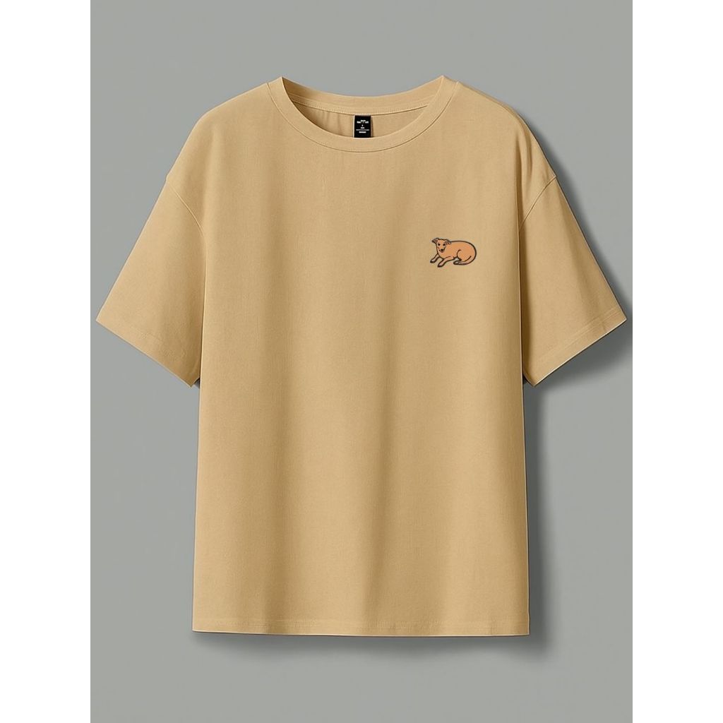 Camisa do Cachorro Caramelo Minimalista Camiseta Meme Doguinho Creme Blusa de Algodão Alta Qualidade no Acabamento
