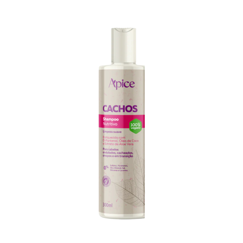 Shampoo Cachos Apice 300ml Nutrição Promove cachos limpos macios leves e nutridos.