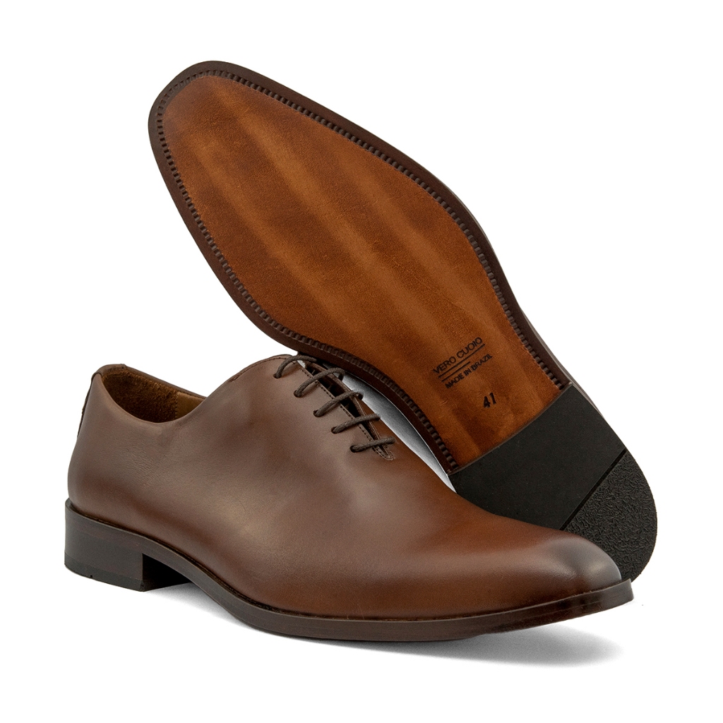 Sapato Social Masculino Wholecut Vero Cuoio Café Casual Confortavel