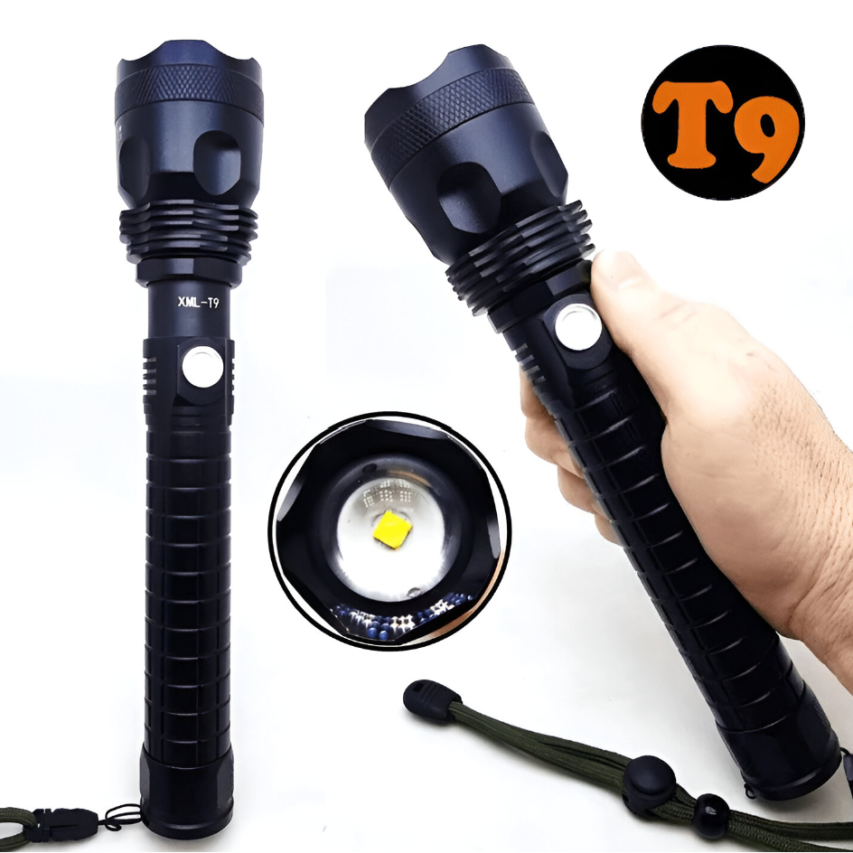Lanterna tática led super potente P90 mais forte do mercado recarregável zoom bateria T9 Iluminação
